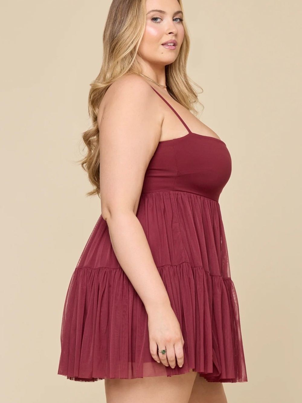 NEW Popflex Pirouette Babydoll Dress - Crimson - Picture 11 of 12